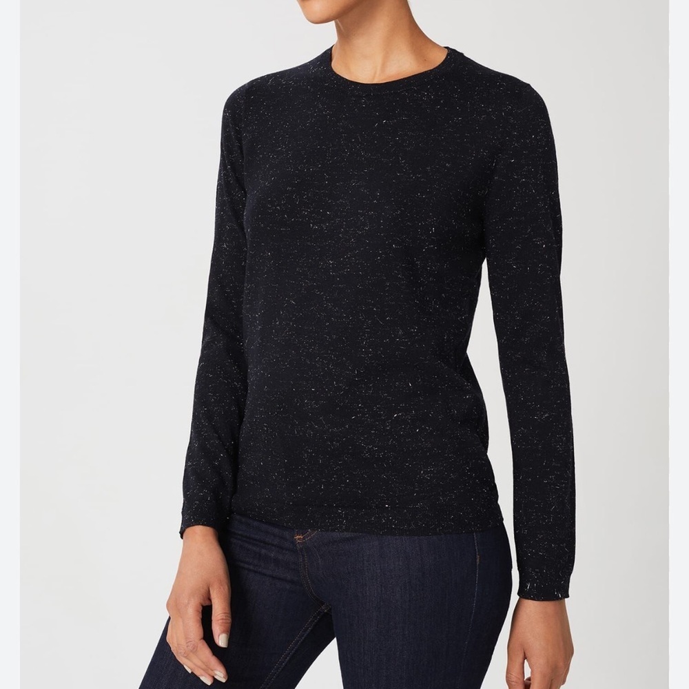 Hobbs London Black Silver Metallic Accent Penny Jumper Size Small